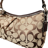 COACH Signature C Pleated Mini Purse Brown Monogram Shoulder Bag Y2K