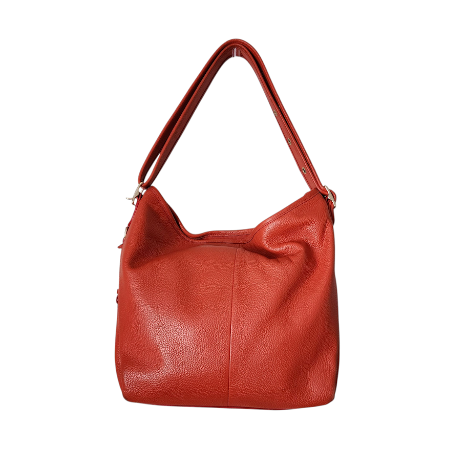 COACH Dufflette Leather Hobo Shoulder Bag Red Slouchy Large Tote