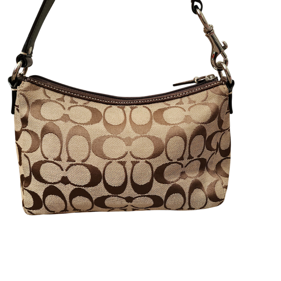 COACH Signature C Pleated Mini Purse Brown Monogram Shoulder Bag Y2K