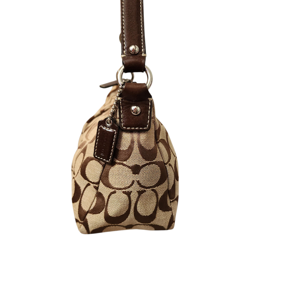 COACH Signature C Pleated Mini Purse Brown Monogram Shoulder Bag Y2K