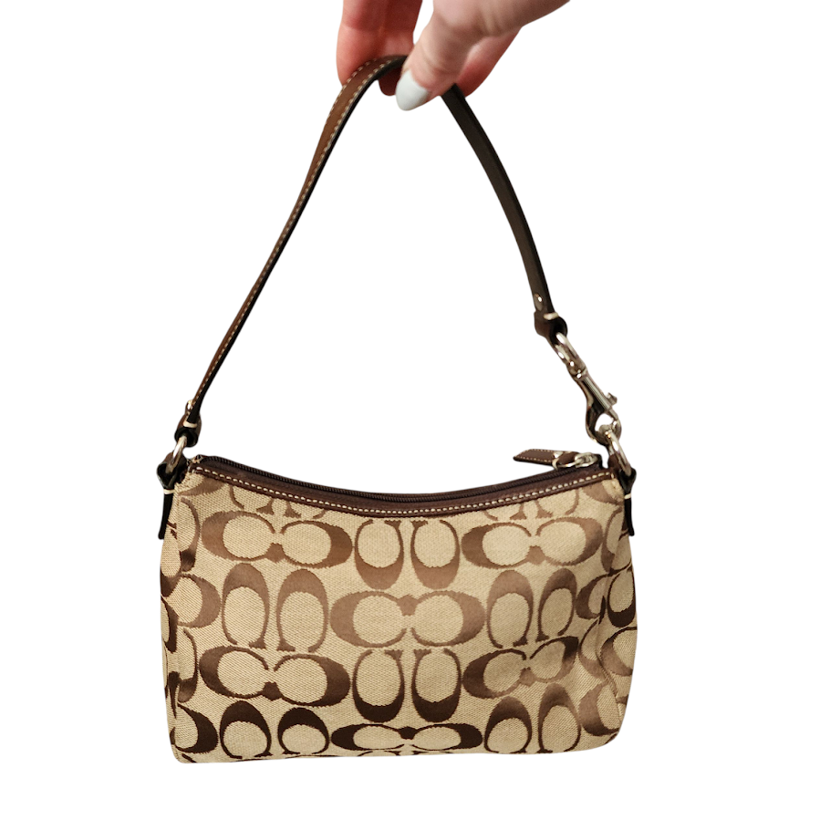 COACH Signature C Pleated Mini Purse Brown Monogram Shoulder Bag Y2K