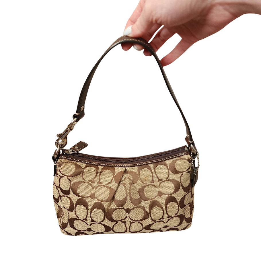 COACH Signature C Pleated Mini Purse Brown Monogram Shoulder Bag Y2K
