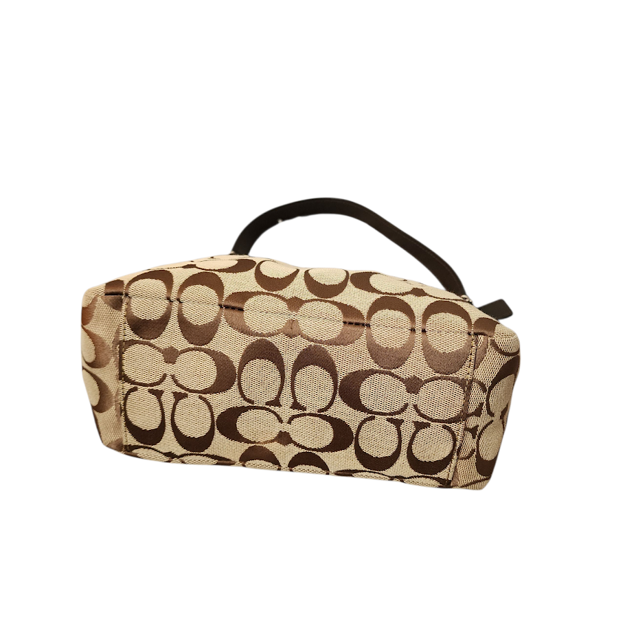COACH Signature C Pleated Mini Purse Brown Monogram Shoulder Bag Y2K