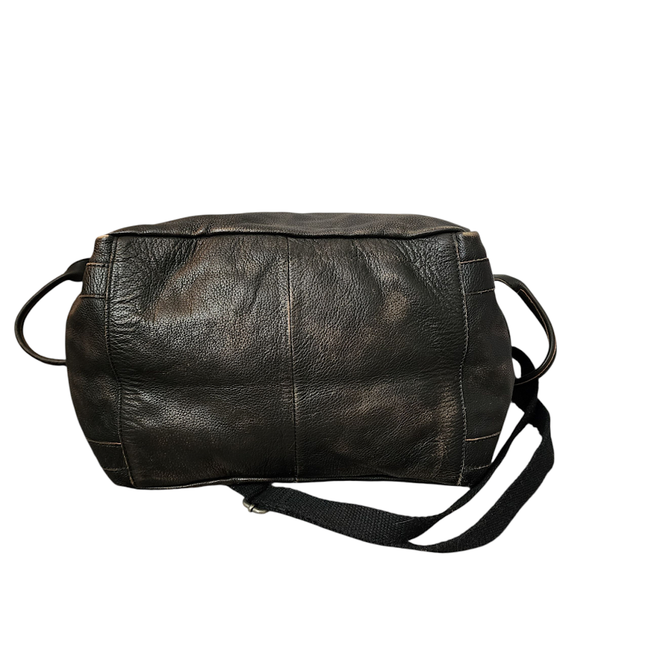 FREE PEOPLE Leslie Tote Leather Shoulder Crossbody Bag Black/Chocolate Distressed XL