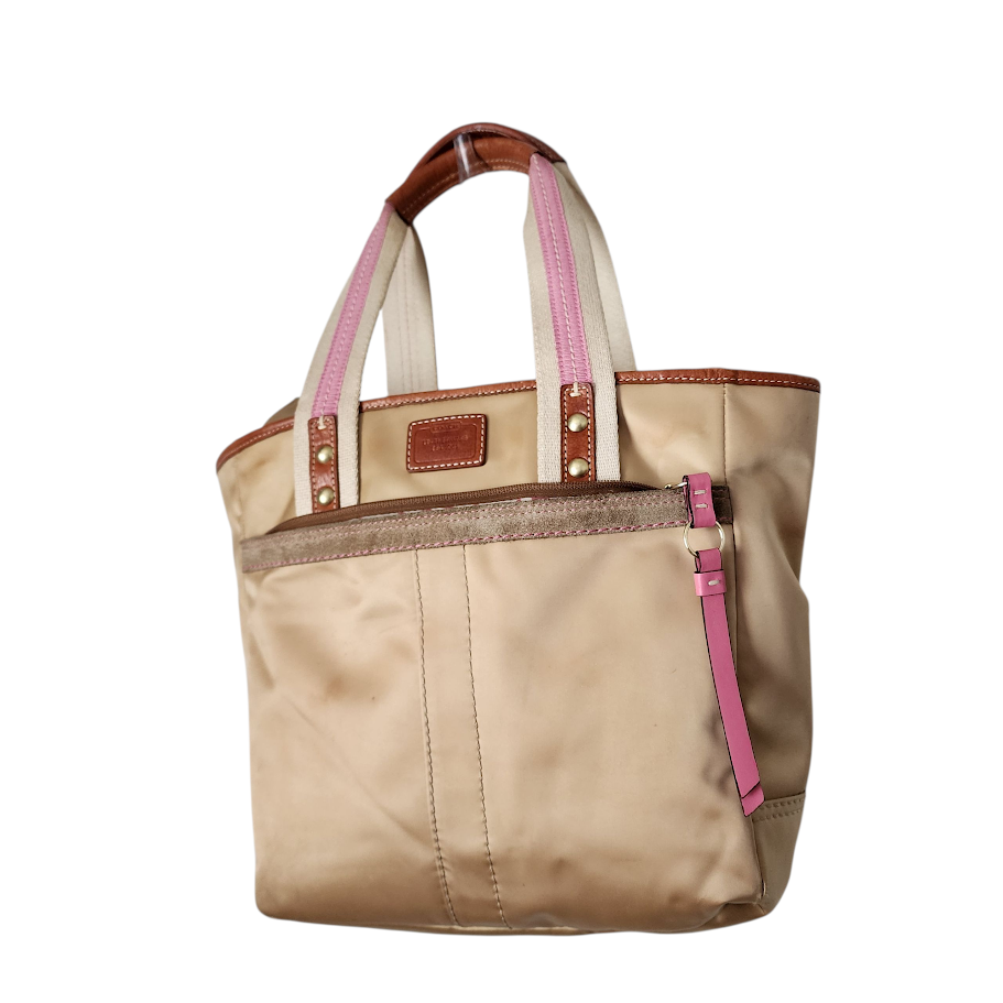 COACH Hamptons Weekend Gold Satin Mini Tote Pink Trim Shoulder Bag