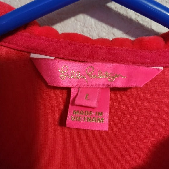 LILLY PULITZER full zip velour track jacket in pink size L