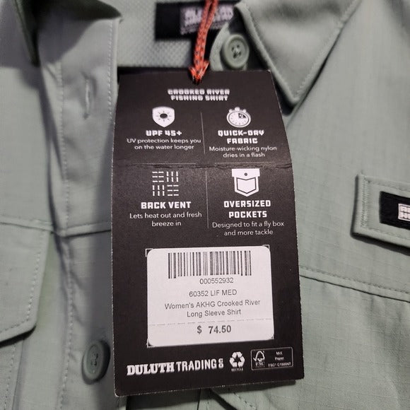 AKHG Crooked River Long Sleeve Shirt in mint green NEW size M