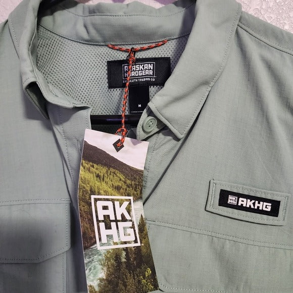 AKHG Crooked River Long Sleeve Shirt in mint green NEW size M