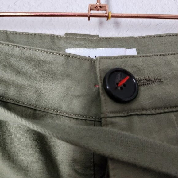 A.L.C. Alma High Rise Trousers tie waist pleated straight leg pant olive 6