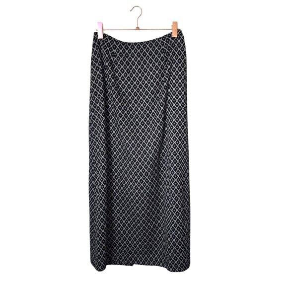 EXPRESS VINTAGE 90's pull on slight weight midi maxi skirt black white 9/10
