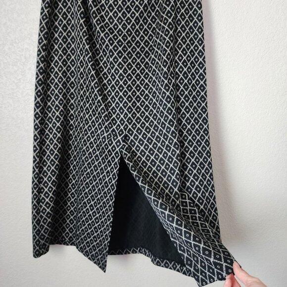 EXPRESS VINTAGE 90's pull on slight weight midi maxi skirt black white 9/10