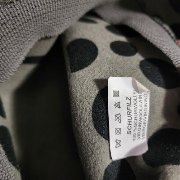 ELLEN PAULSSEN 100% wool Germany polkadot fedora hat grey purple