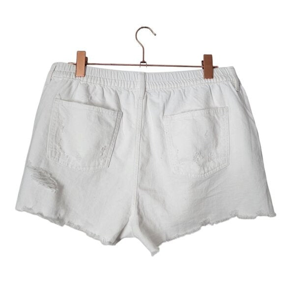 AERIE light weight denim pull on shorts in white NEW size XL