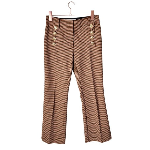 10 CROSBY DEREK LAM Corinna Crop High Rise Flare houndstooth sailor pant size 4
