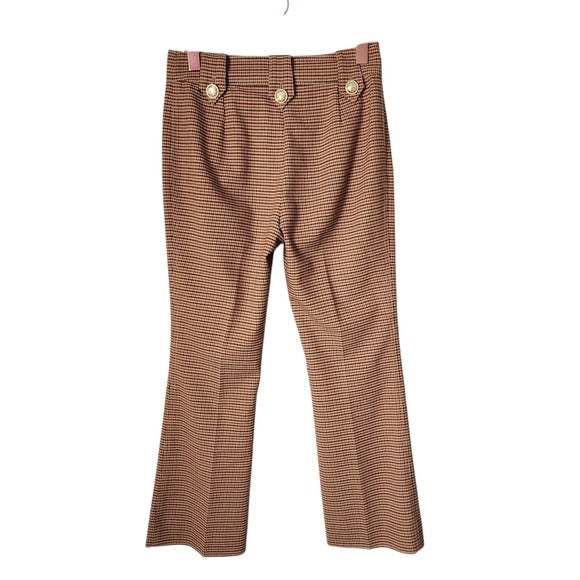 10 CROSBY DEREK LAM Corinna Crop High Rise Flare houndstooth sailor pant size 4
