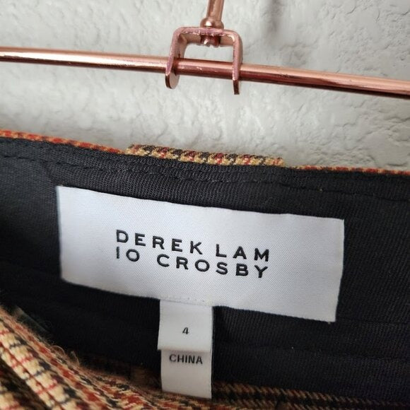 10 CROSBY DEREK LAM Corinna Crop High Rise Flare houndstooth sailor pant size 4