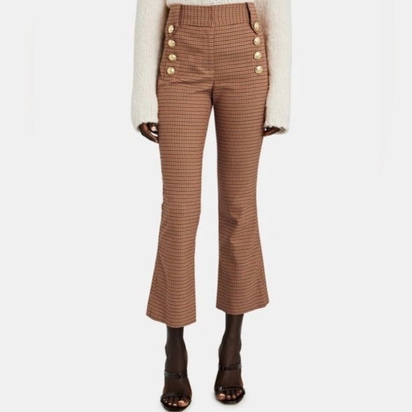 10 CROSBY DEREK LAM Corinna Crop High Rise Flare houndstooth sailor pant size 4