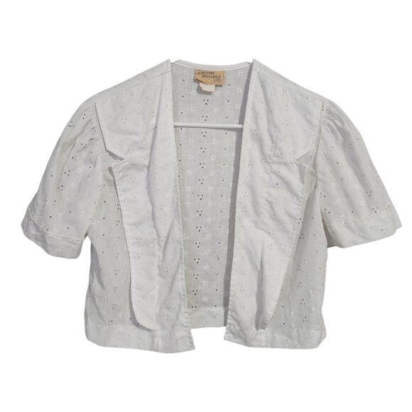 KRISTINE MICHAELS VINTAGE eyelet crop top in white