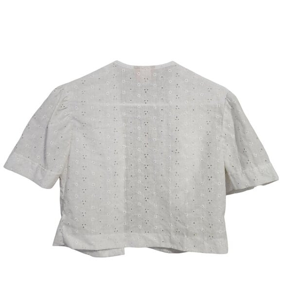KRISTINE MICHAELS VINTAGE eyelet crop top in white