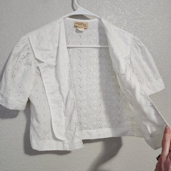 KRISTINE MICHAELS VINTAGE eyelet crop top in white