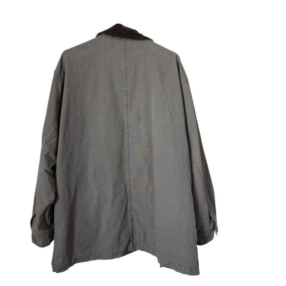 VTG EDDIE BAUER Field Barn Jacket Canvas Chore Coat Corduroy Collar Utility M