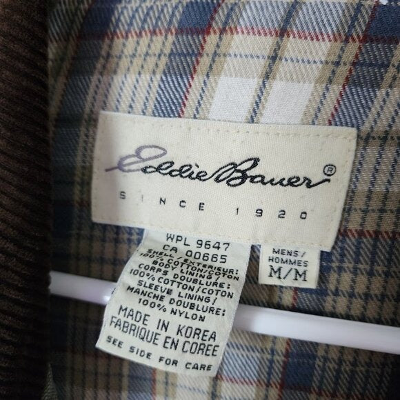 VTG EDDIE BAUER Field Barn Jacket Canvas Chore Coat Corduroy Collar Utility M