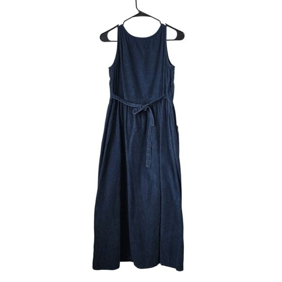 VTG THE VERMONT COUNTRY STORE Button Front Maxi Dress Corduroy Indigo Blue S