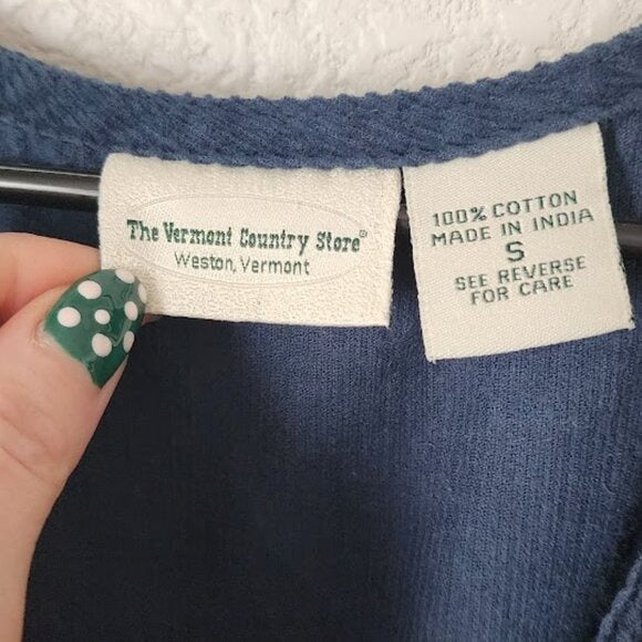 VTG THE VERMONT COUNTRY STORE Button Front Maxi Dress Corduroy Indigo Blue S