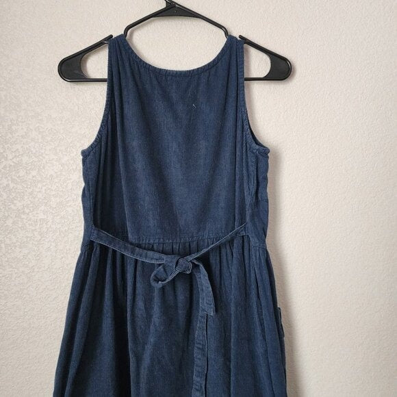 VTG THE VERMONT COUNTRY STORE Button Front Maxi Dress Corduroy Indigo Blue S