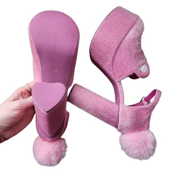 DOLLS KILL X CARE BEARS Ball Of Fluff Platform Shoes pink size 8