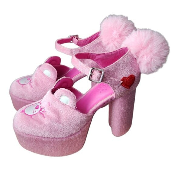 DOLLS KILL X CARE BEARS Ball Of Fluff Platform Shoes pink size 8