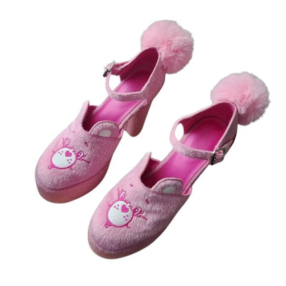 DOLLS KILL X CARE BEARS Ball Of Fluff Platform Shoes pink size 8