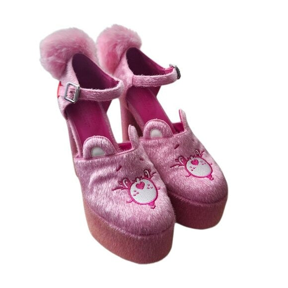DOLLS KILL X CARE BEARS Ball Of Fluff Platform Shoes pink size 8