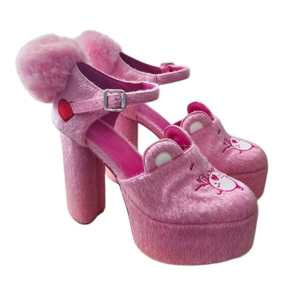 DOLLS KILL X CARE BEARS Ball Of Fluff Platform Shoes pink size 8