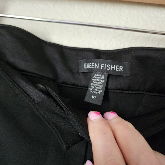 EILEEN FISHER Cuffed Dress slacks wool blend in black size 10