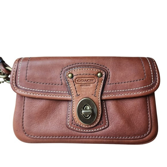 COACH Y2K GIGI legacy wristlet turnlock wallet smooth leather british tan