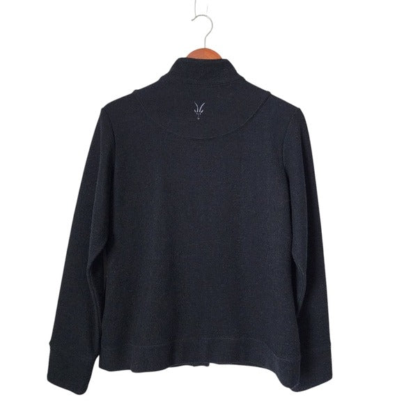 IBEX Merino Wool Blend Carrie Button up shacket cardigan in black size L