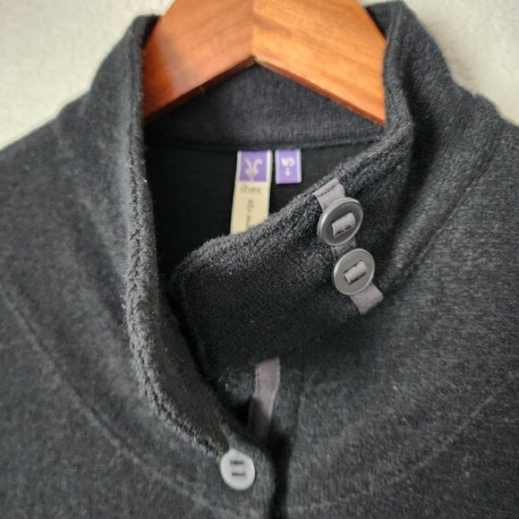 IBEX Merino Wool Blend Carrie Button up shacket cardigan in black size L