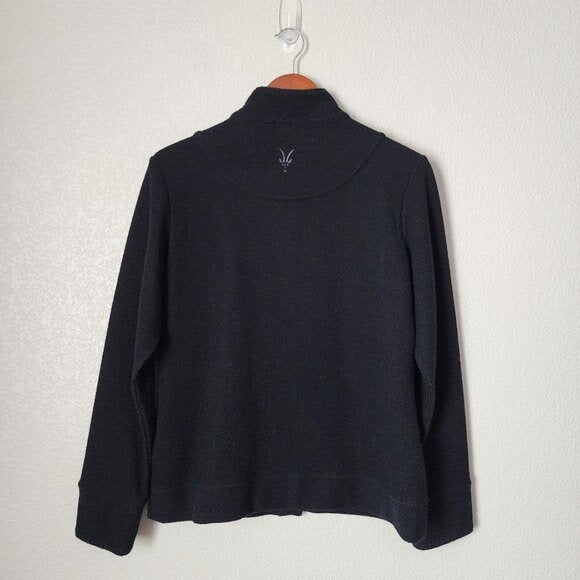 IBEX Merino Wool Blend Carrie Button up shacket cardigan in black size L