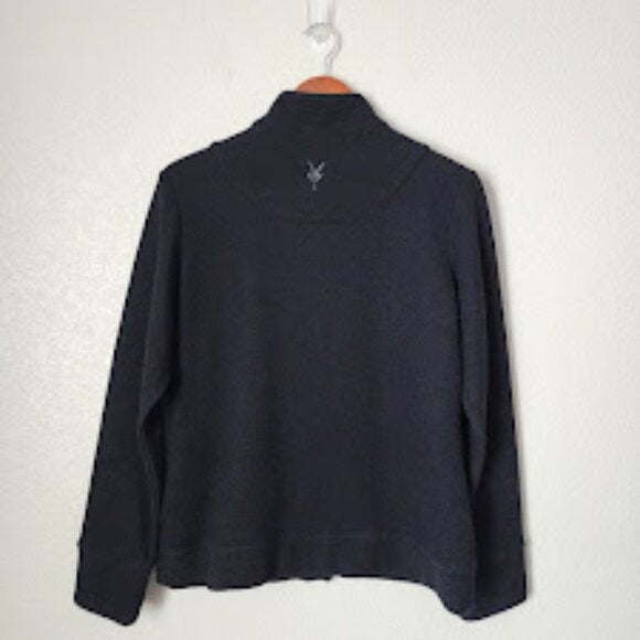 IBEX Merino Wool Blend Carrie Button up shacket cardigan in black size L