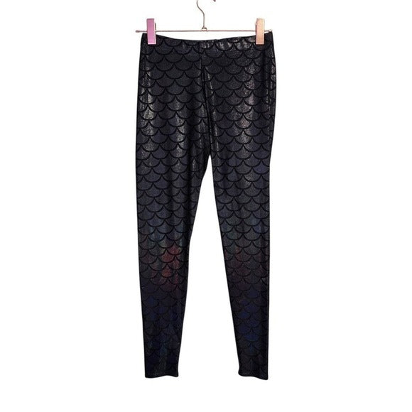 BLACKMILK Mermaid Midnight Leggings Black Iridescent Foil Size L