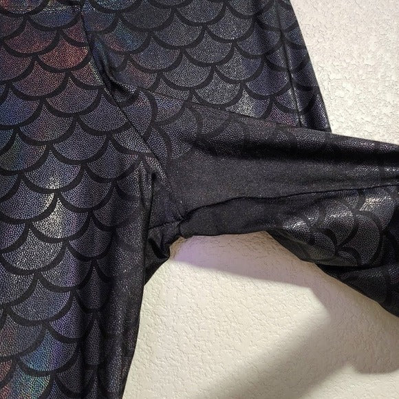 BLACKMILK Mermaid Midnight Leggings Black Iridescent Foil Size L