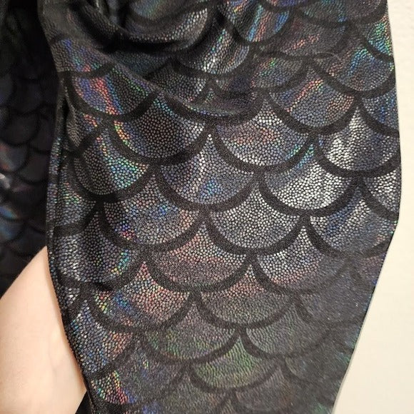 BLACKMILK Mermaid Midnight Leggings Black Iridescent Foil Size L