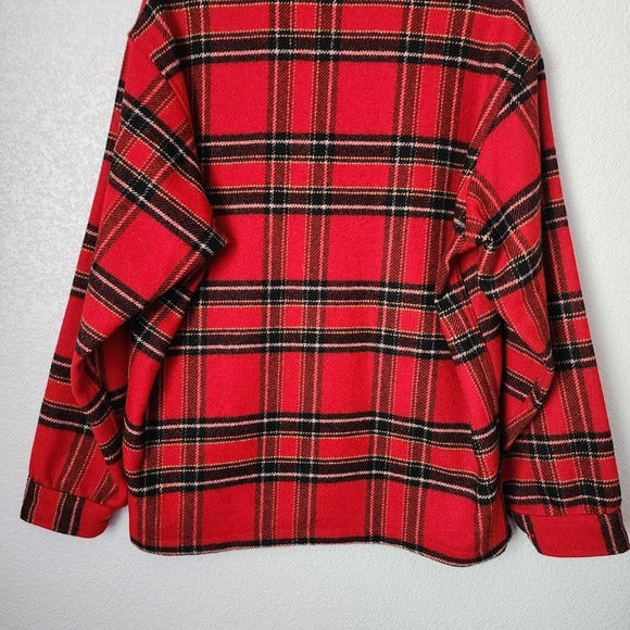 PENDLETON 70s VTG Shacket Red Plaid Wool Jacket Made in USA Button-Up Overshirt L