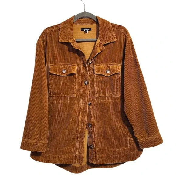 MADEWELL Corduroy Yorkway Shirt Jacket in Butterscotch Brown Size S