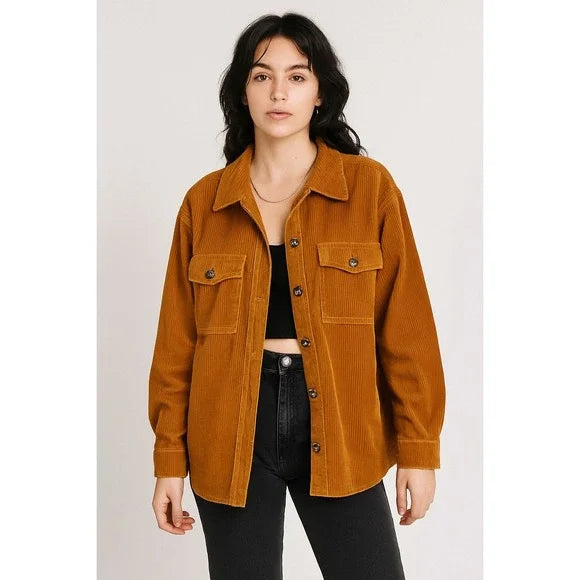 MADEWELL Corduroy Yorkway Shirt Jacket in Butterscotch Brown Size S