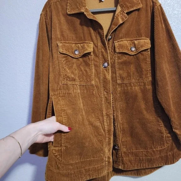 MADEWELL Corduroy Yorkway Shirt Jacket in Butterscotch Brown Size S