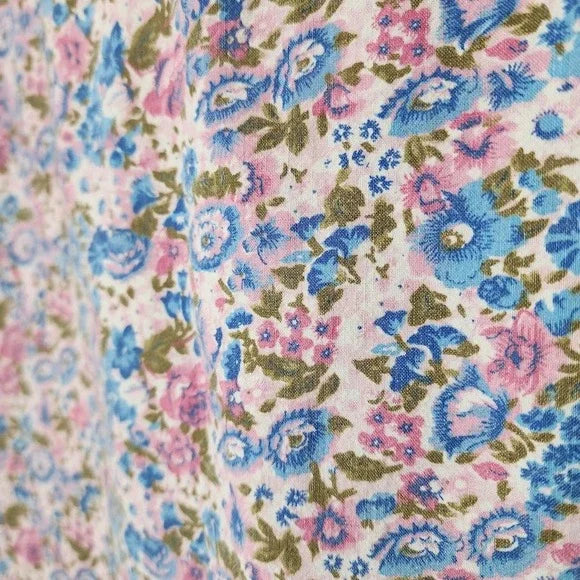 ANDREW SPORTS VTG 90s Floral Button Down Shirt Pink Blue Liberty Print