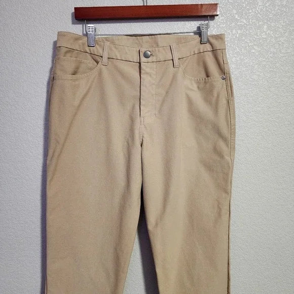 LULULEMON ABC Classic-Fit 5 Pocket Pants Beige Khaki Stretch Trousers Size 32