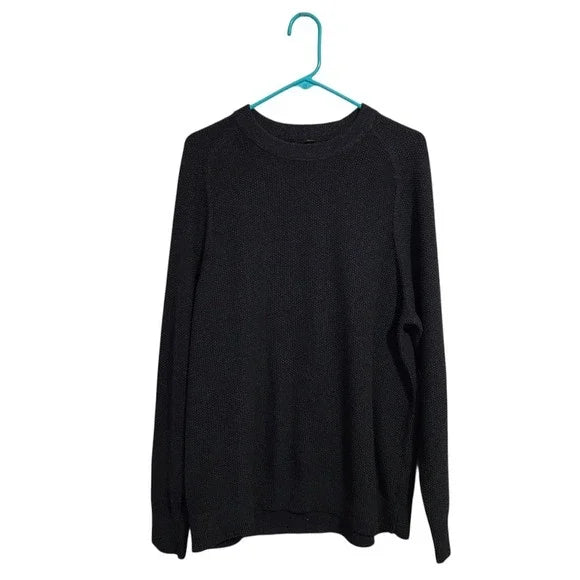 LULULEMON Textured Knit Crewneck Sweater Heathered Black Coolmax Blend Size L